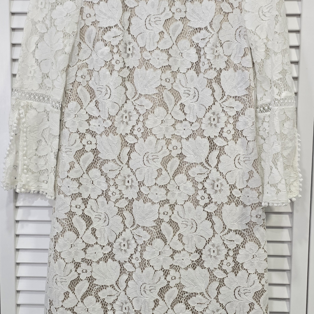 Vince Camuto Ivory Floral Lace Long Sleeve Dress